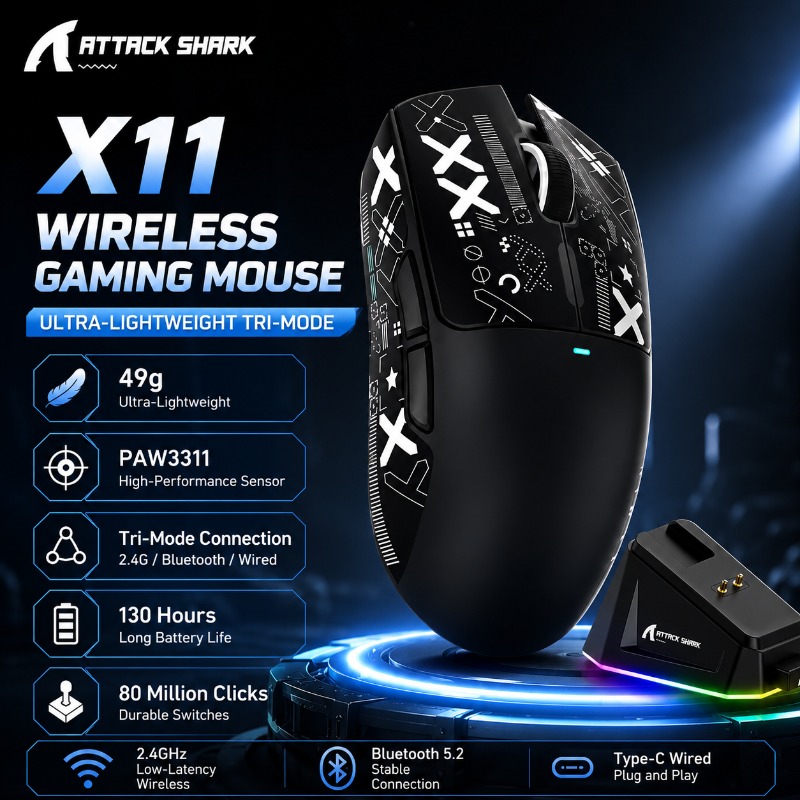 Es5 Esports Rgb Gaming Mouse - ATTACK SHARK X11 Wireless Gaming Mouse