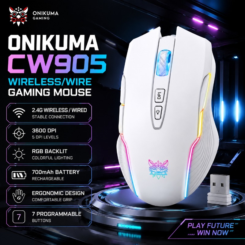 Es5 Esports Rgb Gaming Mouse - ONIKUMA CW905 Wireless Gaming Mouse 2.4G