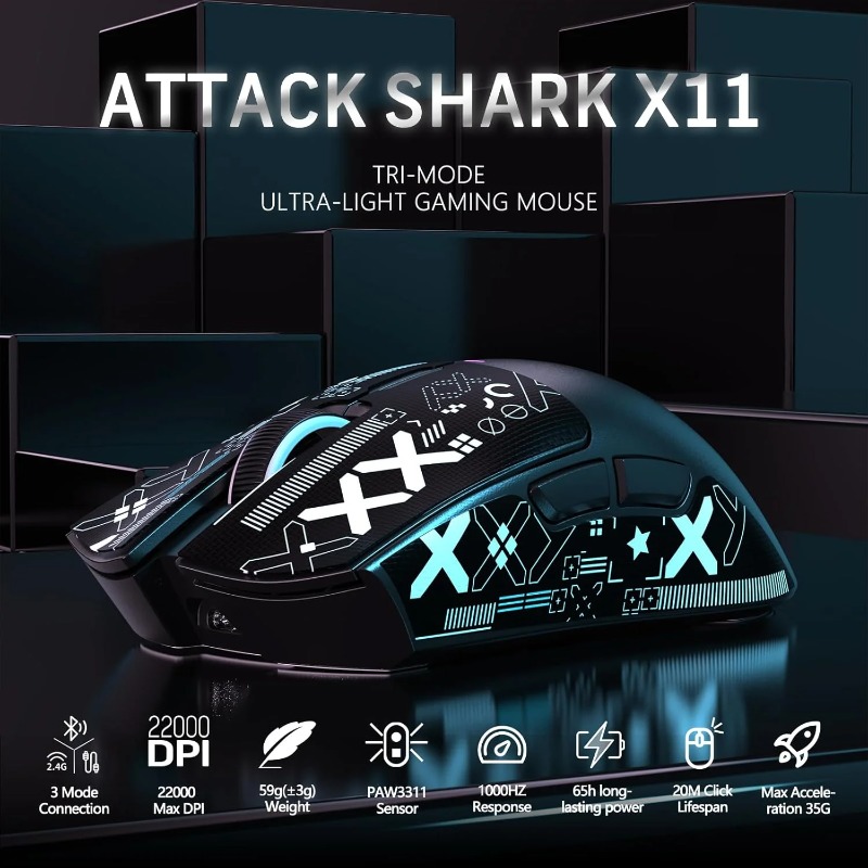 ATTACK SHARK X11 Wireless Gami - Es5 Esports Rgb Gaming Mouse recension och pris