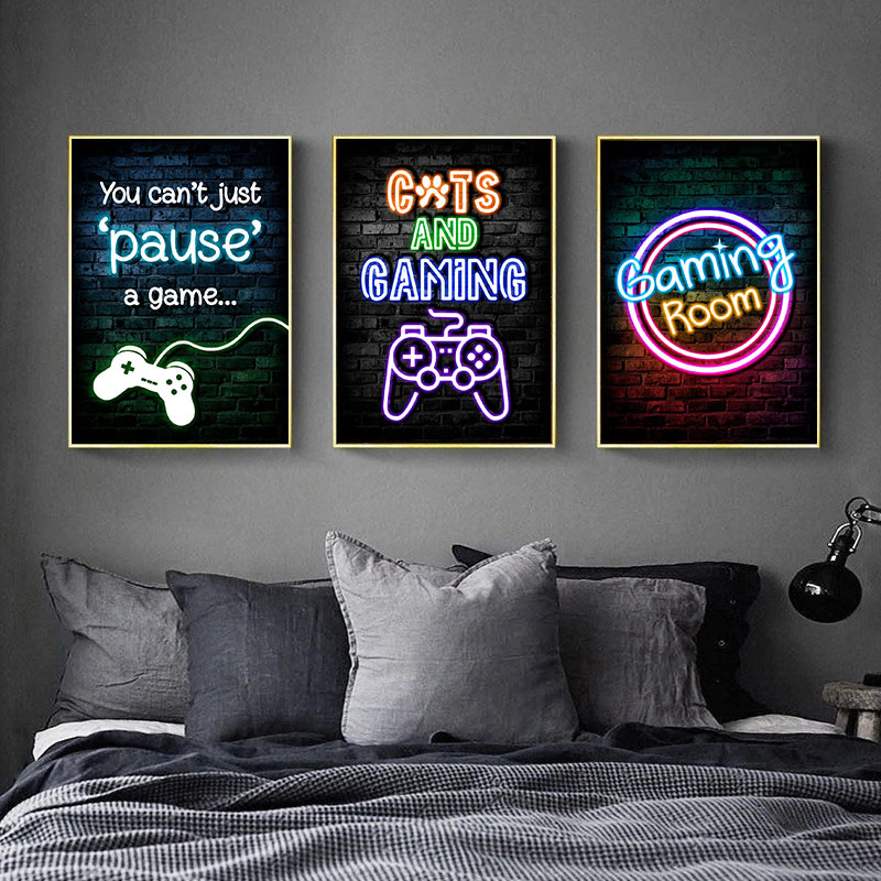 Gaming Neon Eat Sleep Game Rep - Esports Gaming Poster recension och pris