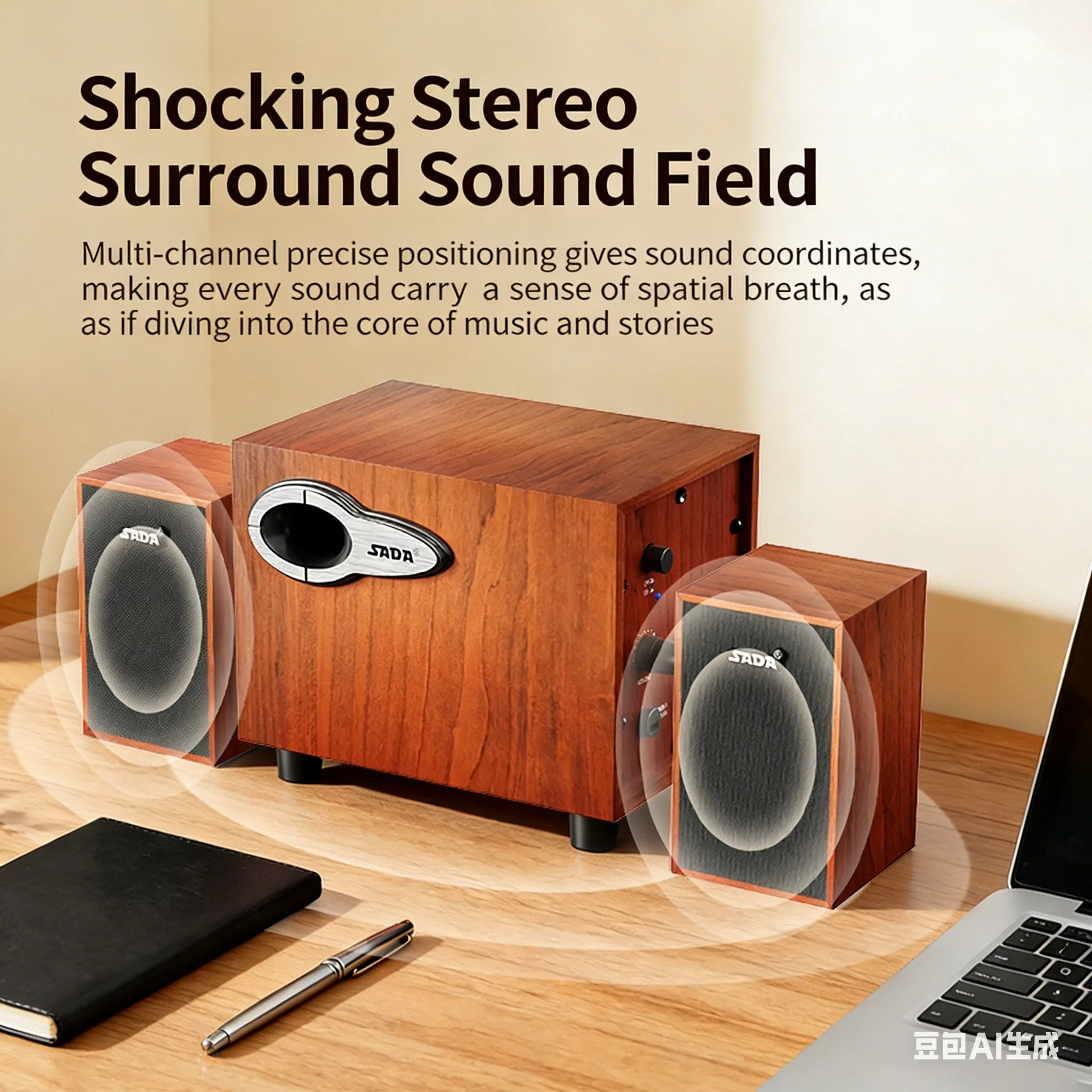 Wooden 2.1-Ch Desktop Speakers - Gaming Speaker 2.1 recension och pris