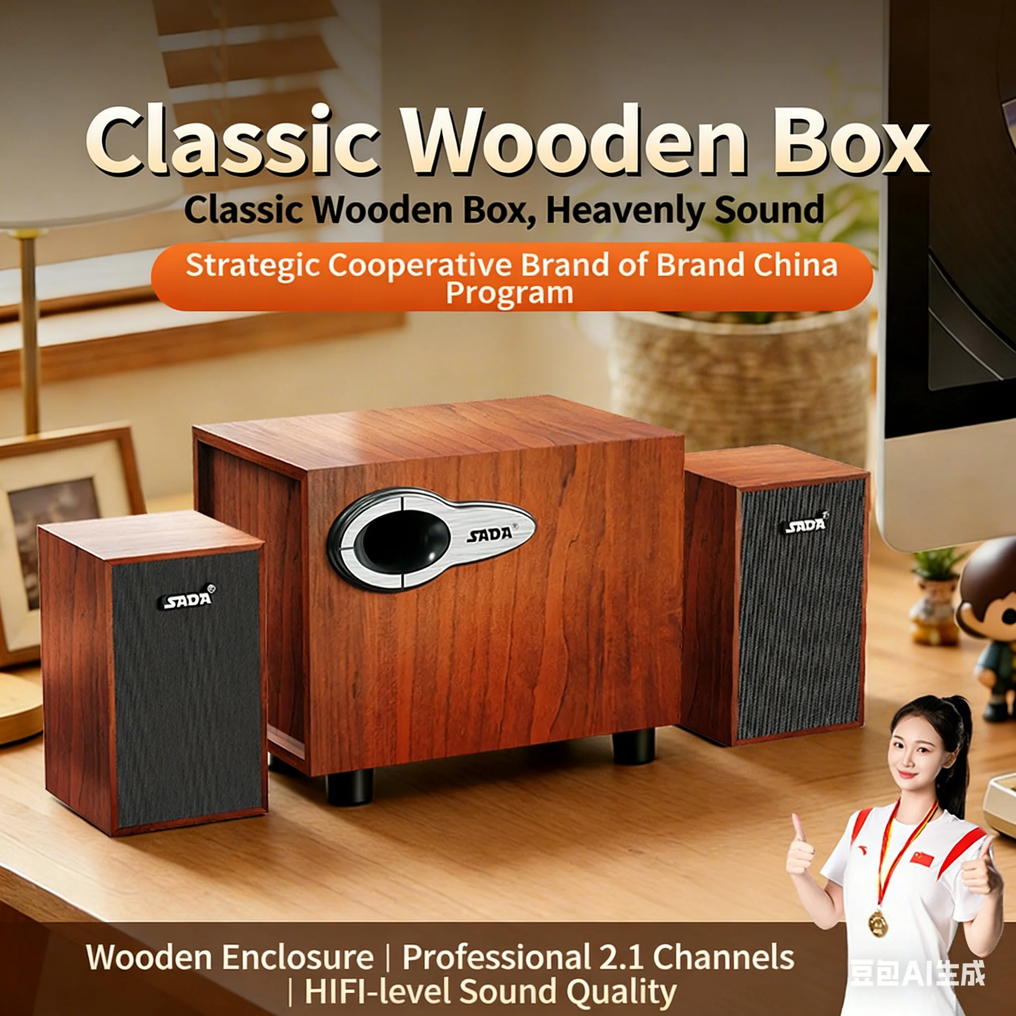 Wooden 2.1-Ch Desktop Speakers - Gaming Speaker 2.1 recension och pris