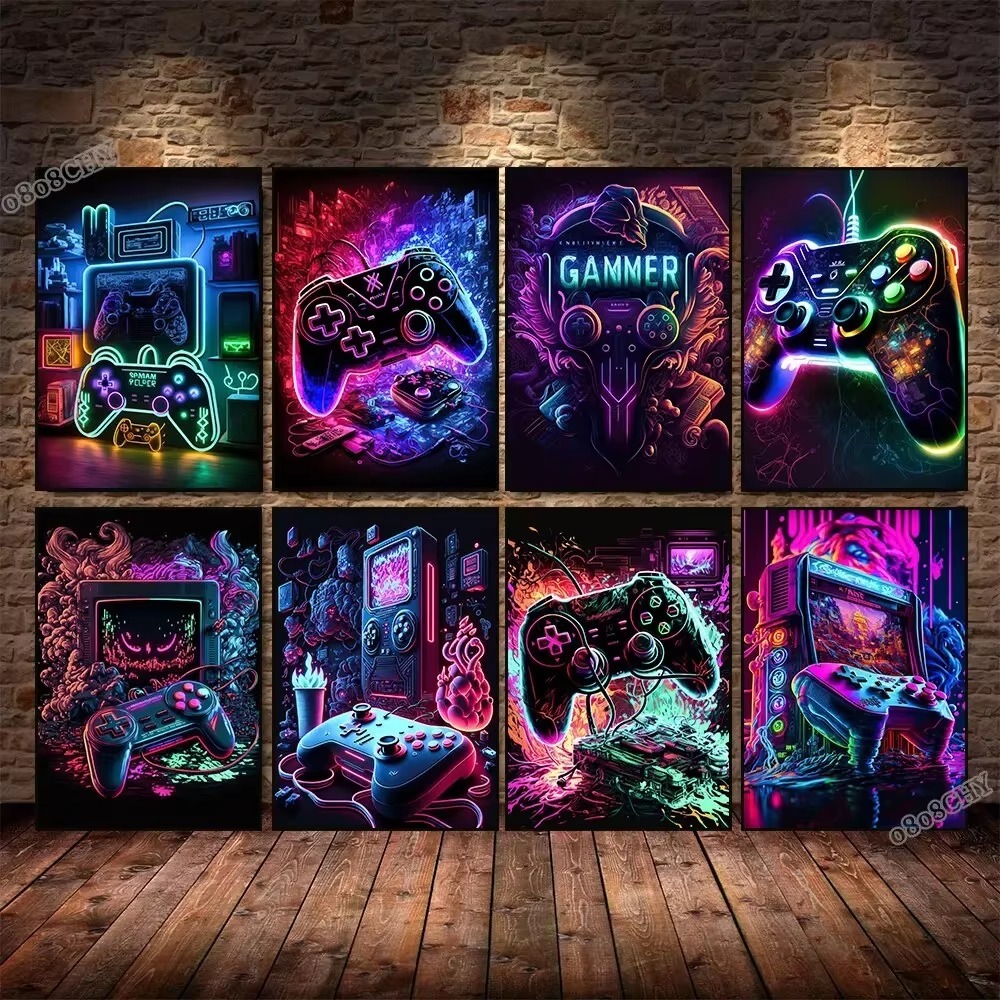 Neon Game Canvas Paintings Gam - Esports Gaming Poster recension och pris