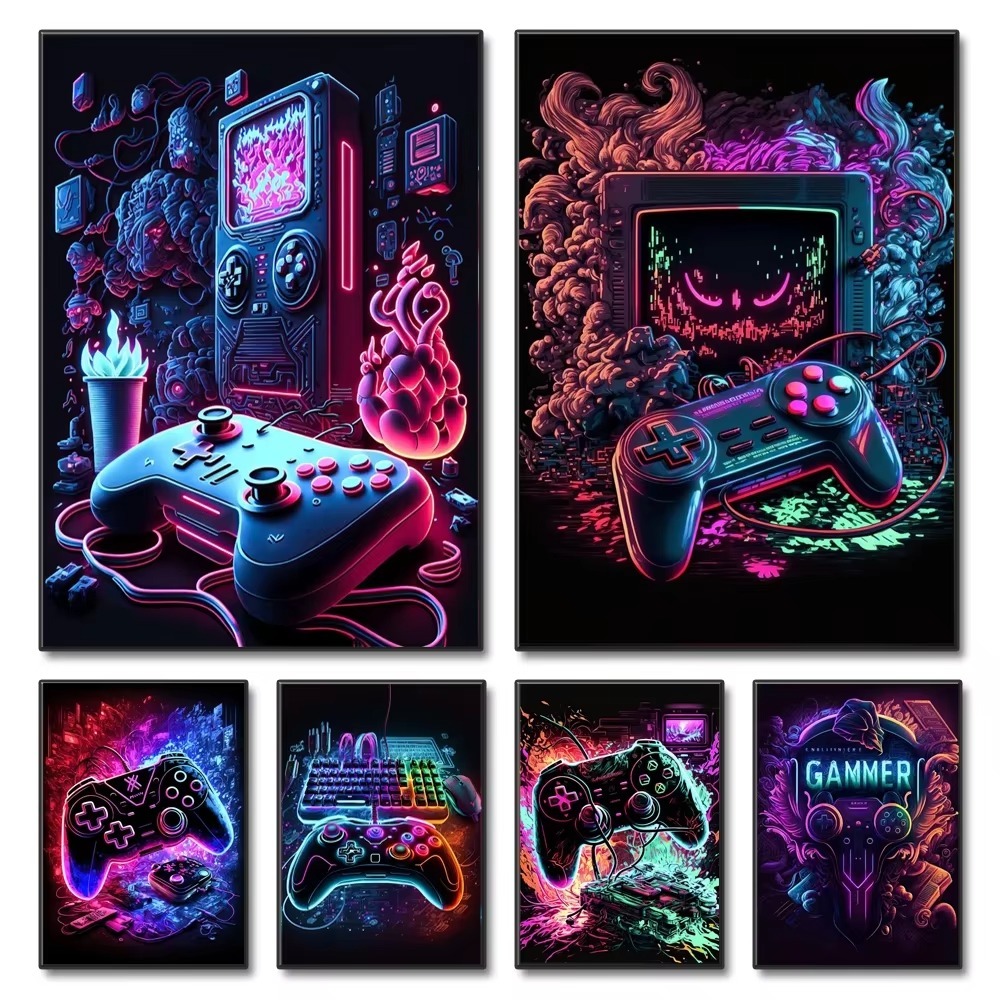 Neon Game Canvas Paintings Gam - Esports Gaming Poster recension och pris