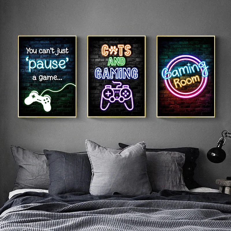 Gaming Neon Eat Sleep Game Rep - Esports Gaming Poster recension och pris