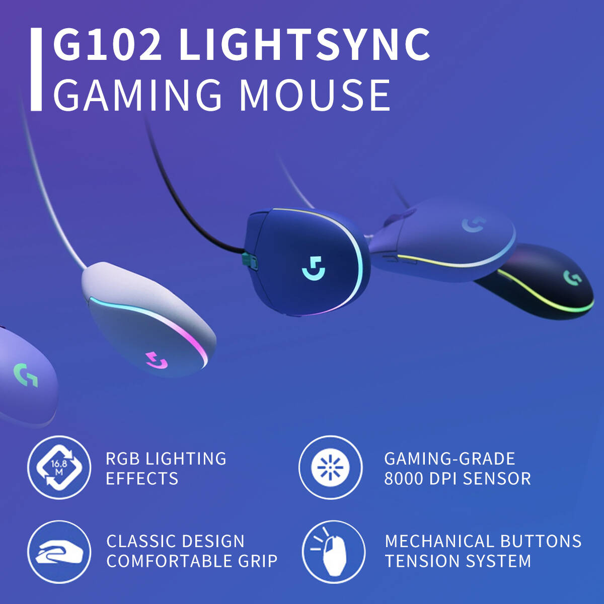 Logitech G102 Prodigy Gaming M - Esports Gaming Competition recension och pris